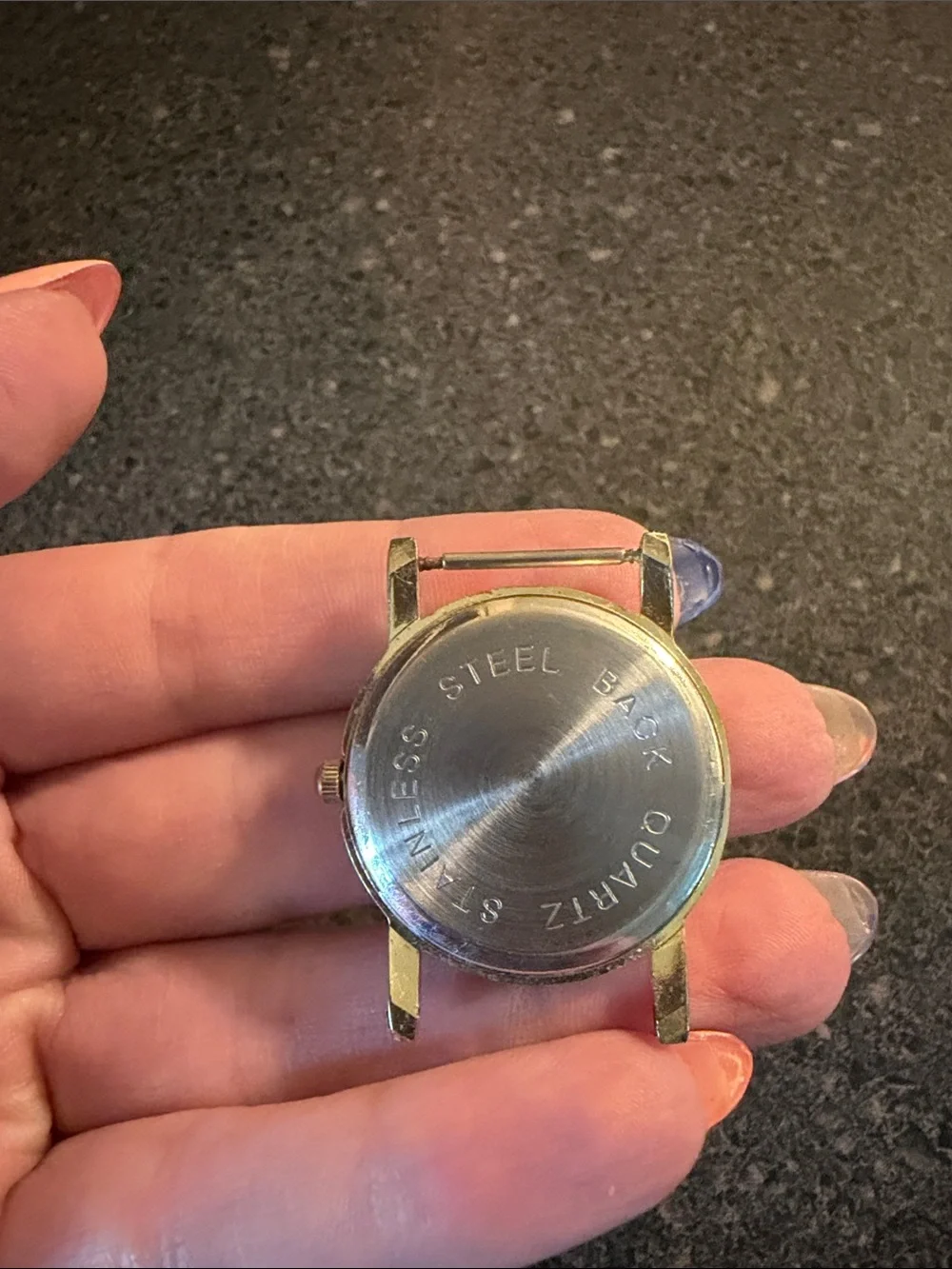Diamond Quartz Gold-Tone Watch Case with Black Dial